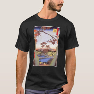 Camiseta 江戸の紅葉, bordo do 広重 de Edo, Hiroshige