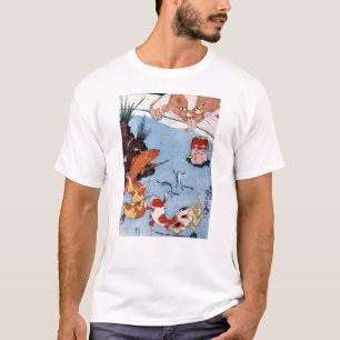 Camiseta 猫と金魚, gato do 国芳 e peixe dourado, Kuni