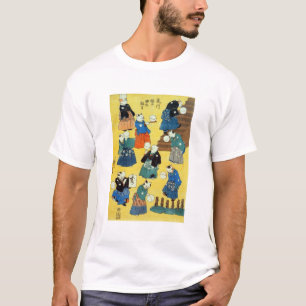 Camiseta 猫の曲芸師, acrobata dos gatos, Kuniyoshi do 