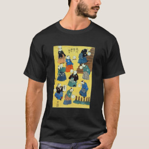 Camiseta 猫 の 師, 国 芳 Acrobat dos Gatos, Kuniyoshi, Ukiyo-e