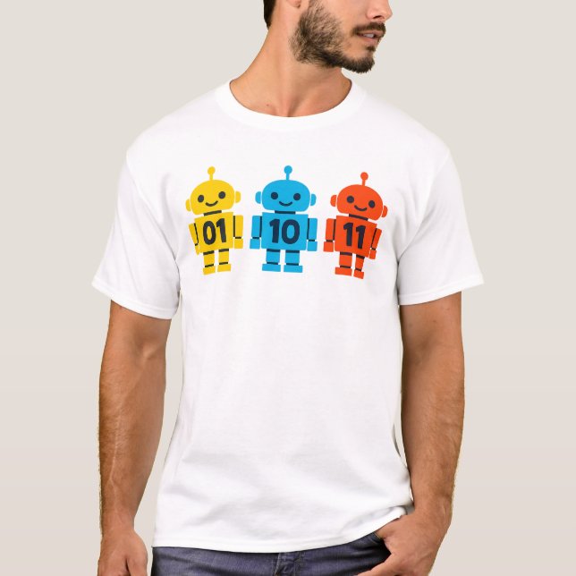 Camiseta 01 10 11 Robôs Código Binário Design de Tecnologia (Frente)