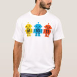 Camiseta 01 10 11 Robots Binary Code Cute Tech Design<br><div class="desc">This colorful robot design features three friendly robots displaying the binary numbers 01, 10, and 11. Each robot stands out with a bright, modern color—yellow, blue, and orange—creating a playful and eye-catching tech-inspired graphic. The simple shapes, smiling faces, and bold numbers give the design a clean digital aesthetic that celebrates...</div>