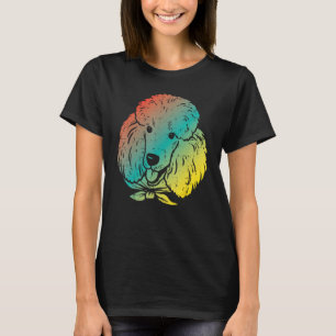 Camiseta 01 Arte de Rosto de Poodle Colorido Amante de Anim