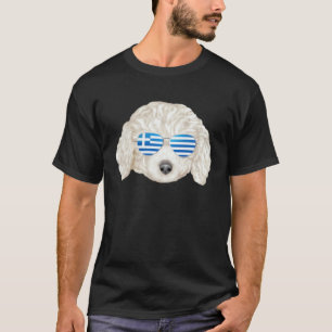Camiseta 01 Bandeira Grega Poodle Branco Cachorro Grécia Bo