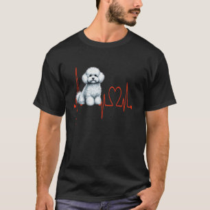 Camiseta 01 Cão Poodle Maltês Meu Batimento Cardíaco EKG Cã