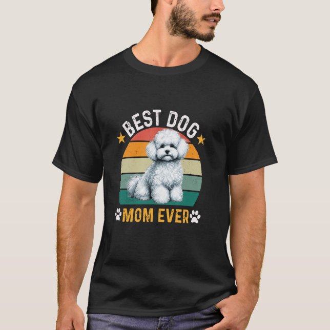 Camiseta 01 Melhor Mãe de Cachorro de Poodle Maltês Engraça (Frente)