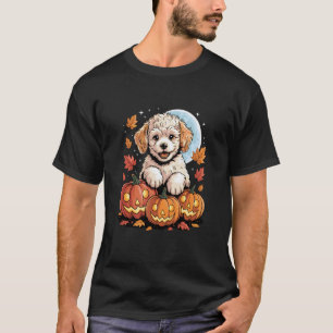 Camiseta 01 Poodle de Halloween Abóbora Poodles