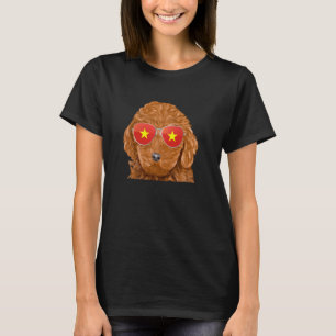 Camiseta 01 Poodle Marrom Cachorro Vietnam Óculos de Sol