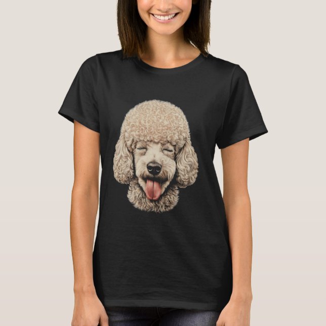Camiseta 01 Rosto de Poodle Engraçado (Frente)