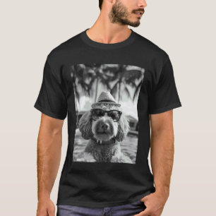 Camiseta 01 Selfie Engraçado de Poodle Cachorro Férias de V