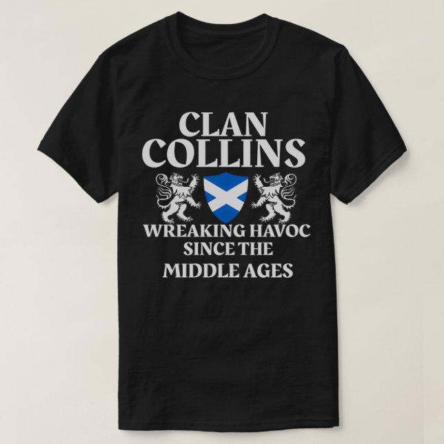 Camiseta 035066 Família Escocesa Clan Collins Kilt Tartan L (Frente do Design)