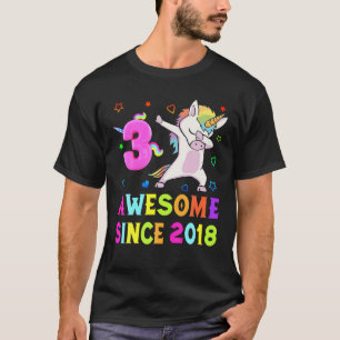 Camiseta 03 Anos De Idade 03Rd Bday Unicorn Dabbing incrív