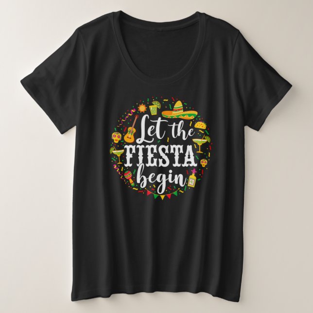 Camiseta 05.Cinco De Mayo Deixa A Fiesta Começar Margarita  (Frente do Design)