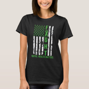 Camiseta 0 Bandeira Americana Verde EUA Saúde Mental Import