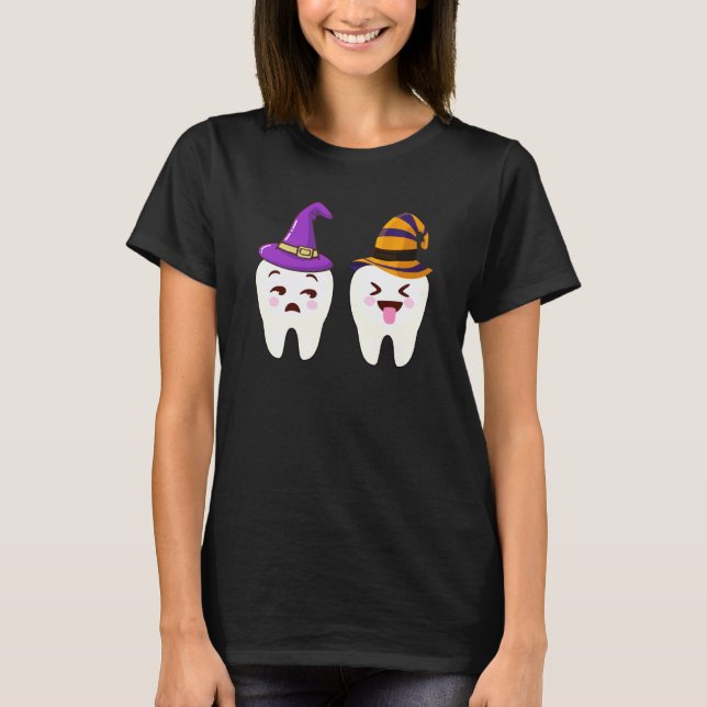 Camiseta 0 Chapéu de Bruxa do Dente Engraçado Assistente De (Frente)