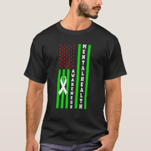 Camiseta 0 Consciência da Saúde Mental na Bandeira American