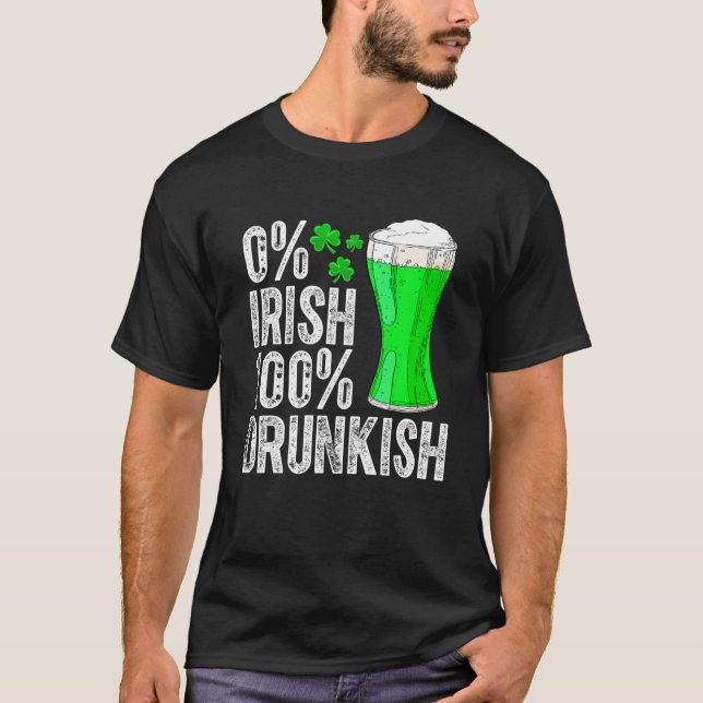 Camiseta 0% de Rua de Bebendo Engraçada e Bêbada de 100% na (Frente)