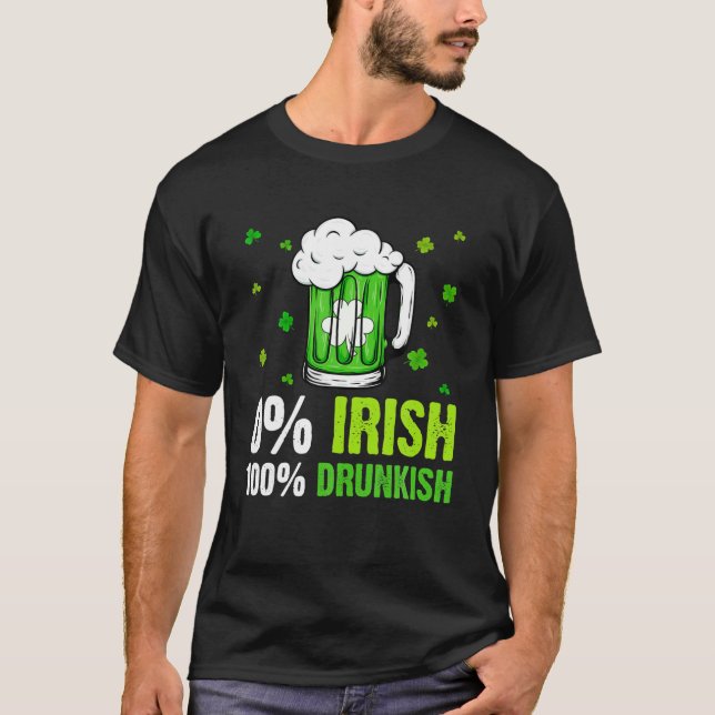 Camiseta 0% de Rua de Bebendo Engraçada e Bêbada, irlandesa (Frente)