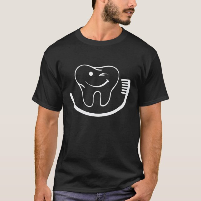 Camiseta 0 Dente Feliz Escova de Dentes Assistente de Denti (Frente)