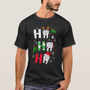 Camiseta 0 Dentista Natal Ho Ho Ho Dentes Estudante de Odon