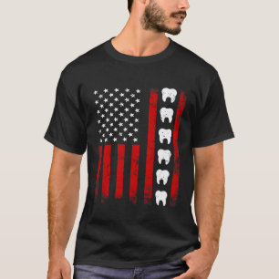 Camiseta 0 Dentista Patriota Bandeira Americana EUA Dente B