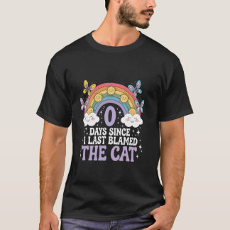Camiseta 0 Dias Desde Que Eu Culpei O Gato Humor Gato Engra