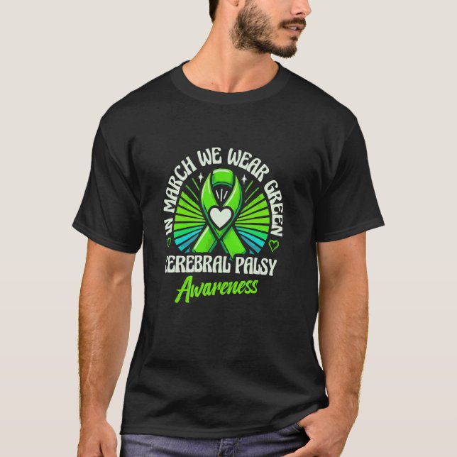 Camiseta 0 Em Março Usamos Verde Conscientização da Paralis (Frente)
