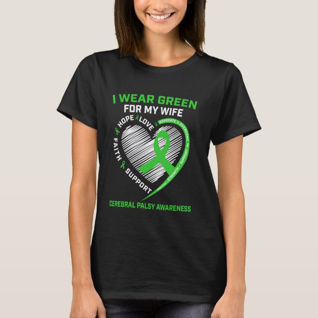 Camiseta 0 Eu Uso Verde Para a Conscientização da Paralisia (Frente)