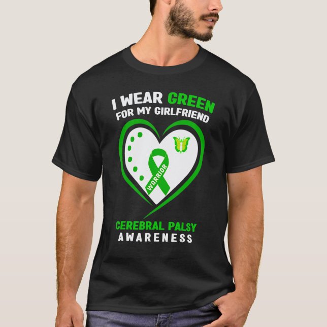 Camiseta 0 Eu Uso Verde Para a Paralisia Cerebral da Minha  (Frente)