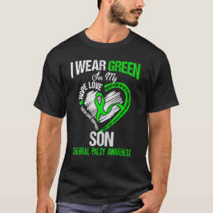Camiseta 0 Eu uso verde para a paralisia cerebral do meu fi