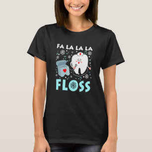 Camiseta 0 Fa La La La Fio Dental Natal Dentista Dentes Nev