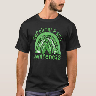 Camiseta 0 Fita Verde Arco-íris Conscientização Paralisia C