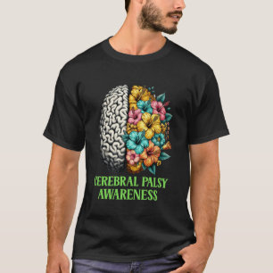 Camiseta 0 Florais de Cérebro Retro Paralisia Cerebral CP C