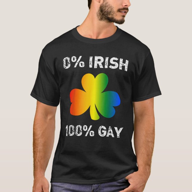 Camiseta 0 Irish 100 Gay Funny St Saint Patrick s Day   (Frente)