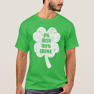 Camiseta 0% Irlandês 100% Bêbado Dia de São Patrício