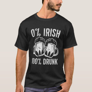 Camiseta 0% irlandês 100% Bebado Vintage Saint Patrick Day