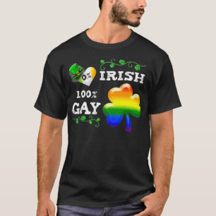 Camiseta 0 Irlandês 100 Ruas Engraçadas Gay Dia 1 de São Pa