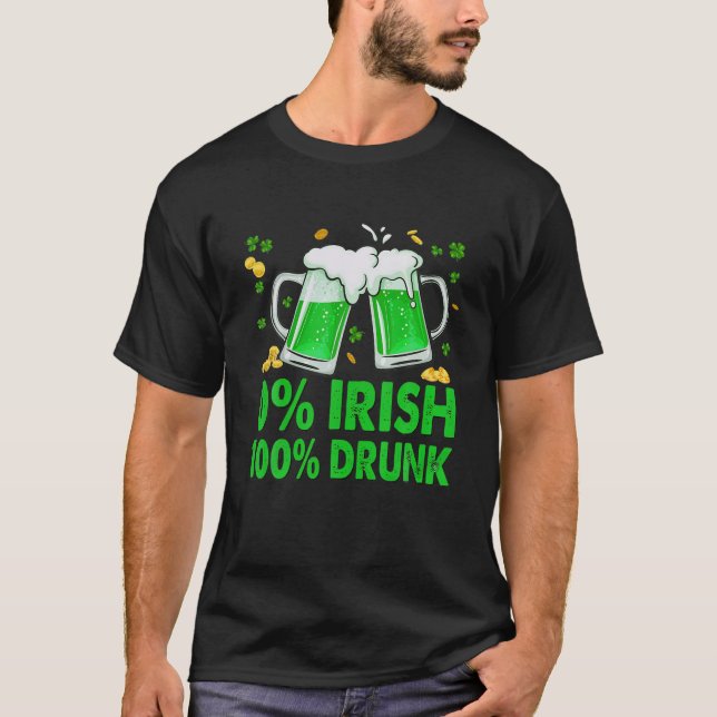 Camiseta 0% irlandês, Dia de São Patrício engraçado (Frente)