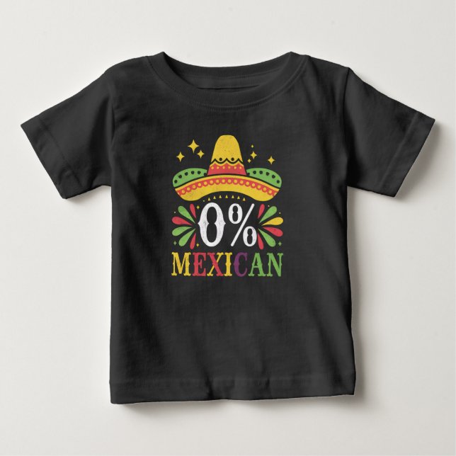 Camiseta 0% Mexicano Zero Por Cento Engraçado Cinco De Maio (Frente)