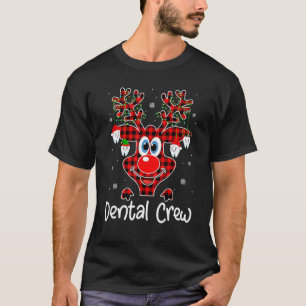 Camiseta 0 Natal Papai Noel ELF Rena Dentista Xadrez Vermel