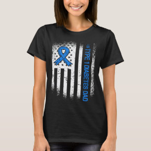 Camiseta 0 Pai com Diabetes Tipo 1 Fita de Diabetes e Ameri
