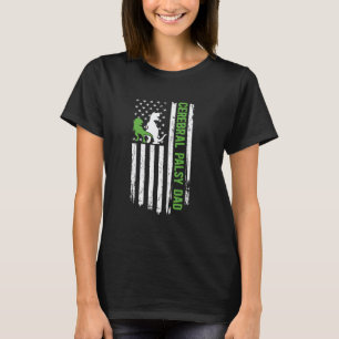 Camiseta 0 Papai Paralisia Cerebral Bandeira dos EUA Pai de