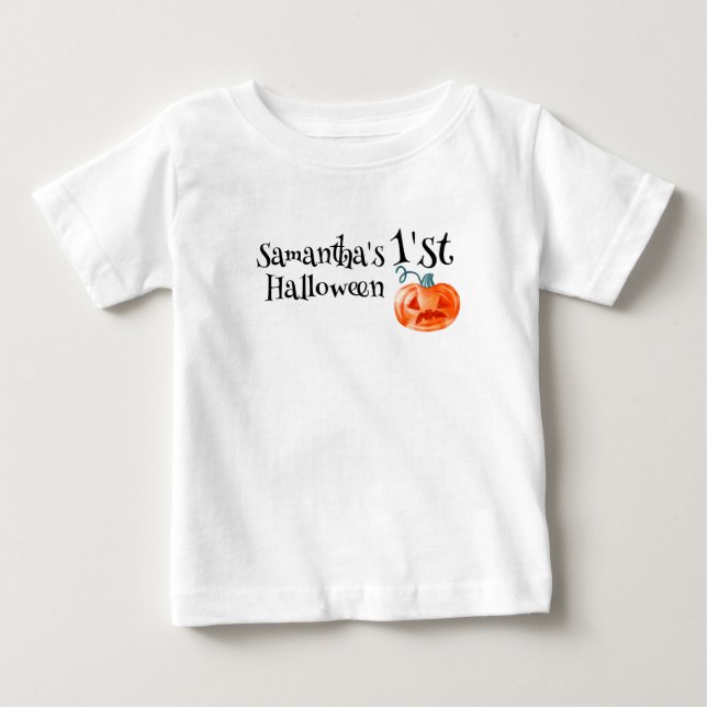 Camiseta 1ª Abóbora de Halloween Personalizada (Frente)