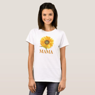 Camiseta 1ª rua Festa de Aniversário Mãe Mãe Girassol Mãe