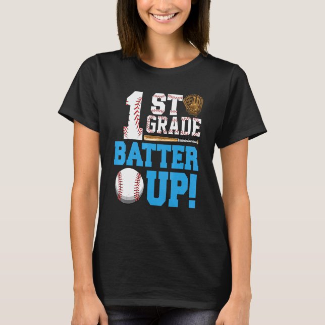 Camiseta 1ª Série De Volta à Escola 1ª Série Batter Up Beis (Frente)