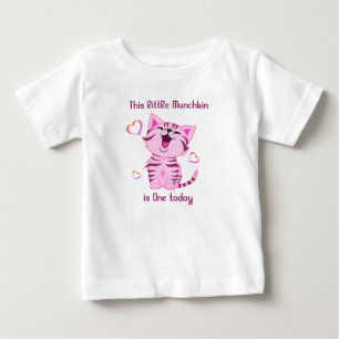 Camiseta 1º Aniversário Pequeno Munchkin gatinho Um hoje