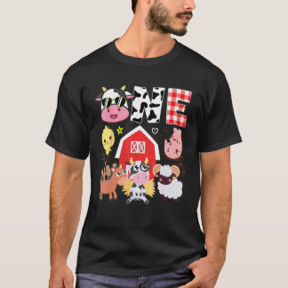 Camiseta 1º Aniversário Um Ano de Idade Tema Fazenda Vaca A