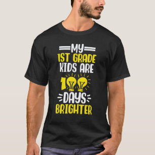 Camiseta 1º ano 100 dias mais brilhante professor 100º dia