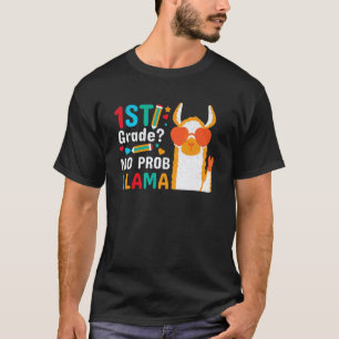 Camiseta 1º ano sem problema lhama fofo volta às aulas