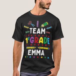Camiseta 1º Dia Da Equipe Escolar Da Série 1rua Emma Funny 